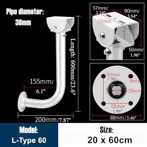 UQISOVI Security Camera Mount Bracket, Aluminum Alloy Outdoor Bounding Wall Bullet Camera Mount Universal Camera Wall Mounting Bracket/IP Camera for CCTV Security Camera, L Type (23.6inch)