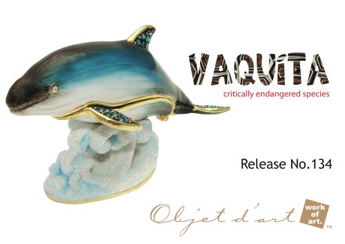 Objet D'art Release #134 "The Vaquita" Critically Endangered Species Dolphin Handmade Jeweled Enameled Metal Trinket Box #TOP2