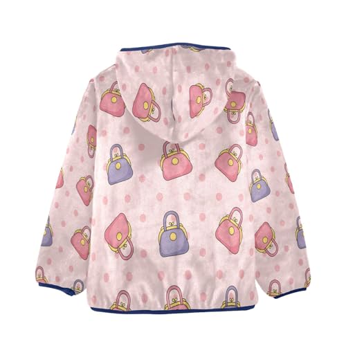 Handbag Pattern on Pink Toddler Fleece Jacket Girl Boys Hooded Fleece Jacket Coat Warm Outwear Zip-up 3-10T2