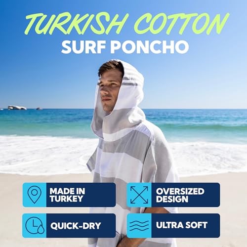 Image of SUN NINJA Surf Poncho, Turkish Cotton Hooded Changing Towel, Adult