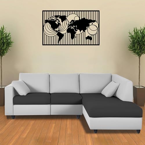 Image of Florian RHS 4 Seater L Shape Sofa Set for Living Room (Black Grey Fabric) Premium Fabric Sofa