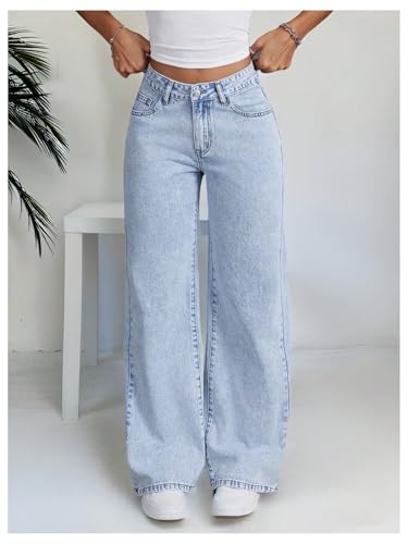 WDIRARA Women's Graphic Embroidery Baggy Jeans Streetwear Straight Leg Denim Pants2