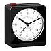 Marathon Analog Desk Alarm Clock with Auto Night Light, Black/White - Silent Smooth Sweep - Alarm & Snooze Functions - Two AAA Batteries Included
