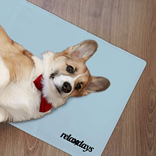 Relaxdays Kühlmatte Hund, selbstkühlend, abwischbar, robust, mit Gel, Kühldecke für Tiere, Kältedecke 50 x 90 cm, grau