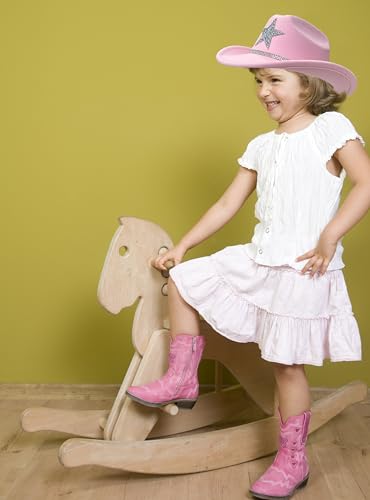 Jastore Kids Girls Boys Western Cowboy Hat Felt Cowboy Themed Party Hats with Glitter Silver Star4