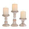 Wood Pillar Candle Holder: 3Pcs Rustic White Candle Holders for Pillar Candles Wood Candle Holders Distressed Wooden Farmhouse Candle Holder Large Rustic Candle Holder for Fireplace Table