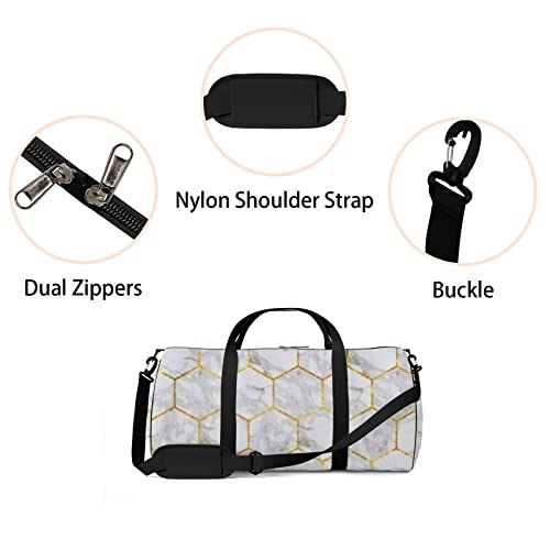 Bolsa de viagem grande para homens e mulheres, azulejos de mármore, bolsa de viagem geométrica doura