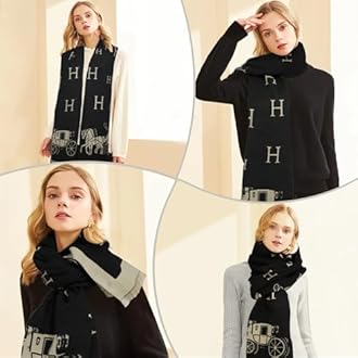 Women's Scarf Shawls and Wraps for Evening Dresses, Soft Large Blanket Pashmina for Fall Winter with Gorgeous Color, Black Rh, 73"(185cm) x 23"(60cm)