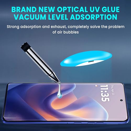 Image of FIRST MART UV Tempered Glass for Motorola Edge 60 Pro & Moto Edge 60, 9H Full-Glue Curved Screen Protector, HD Clear, Fingerprint Compatible, UV Lamp Included