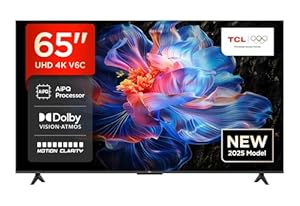 TCL 65V6C 65 Zoll Direct LED TV, 4K HDR Fernseher, Smart TV mithilfe von Google TV (Dolby Audio, Motion Clarity, Kompatibel mit Google Assistant & Alexa)