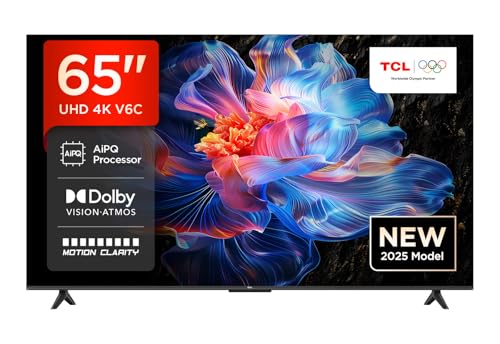 TCL 65V6C 65 Zoll Direct LED TV, 4K HDR Fernseher, Smart TV mithilfe von Google TV (Dolby Audio, Motion Clarity, Kompatibel mit Google Assistant & Alexa)