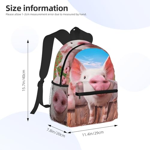 Sac à dos classique imprimé cochon rigolo imperméable et décontracté pour tous