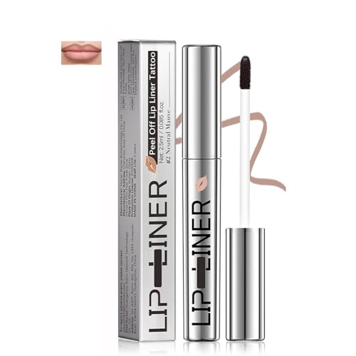 Neutral Mauve Peel Off Lip Liner Tattoo - Waterproof Semi Permanent Lip Stain In Long Lasting Matte Finish, Precision Brush Applicator, #2 Shade for Natural Definition, Easy Removal & Formula