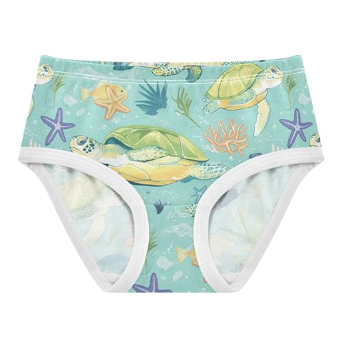 Wusikd Sea Turtle Girls' Underwear Cotton Tropical Fish Girls Briefs Soft Toddler Underwear 2T