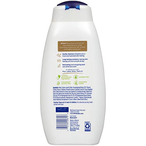NIVEA Basil and White Tea Body Wash with Nourishing Serum, 20 Fl Oz