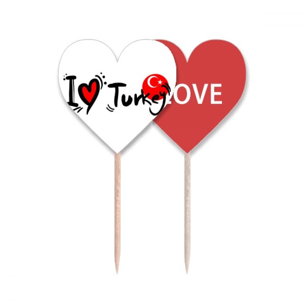 Cure-dents I Love Turkey en forme de cœur en bois pour apéritif