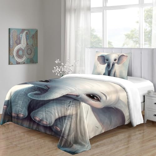 Parure de lit éléphants housse de couette microfibre 3 pièces - 5