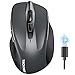 TECKNET Wireless Mouse (BT5.0/3.0 & 2.4G) Rechargeable 4800 DPI Silent USB A & Bluetooth Mouse 6 Buttons, Wide Compatibility - Grey