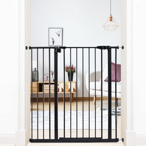 Kinfant 41 Inch Extra Tall Baby Gate - Toddler Walk Thru Wall Mounted Metal Gate, 29-38 Inch Wide Child Safety Gates for Kitchen, Stairs, Hallways, Black - Thumbnail 7