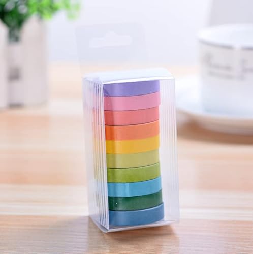 Uclever Decorative Washi Tape Diy Rainbow Sticker Masking Paper Set 10 Rolls, 0.3 Inch X 16.4Ft(Wxl) (Ten Colors) #TOP5