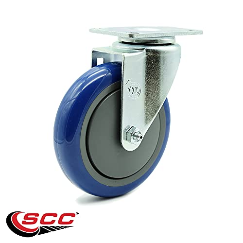 Cambro 60008 41021 Ultra Pan Carriers, Ice Caddies, Dish Dollies, Camdollies, Service Carts, Cambars, And Utility Truck Replacement Caster–5 Inch Blue Polyurethane Swivel Caster - Service Caster Brand #TOP1