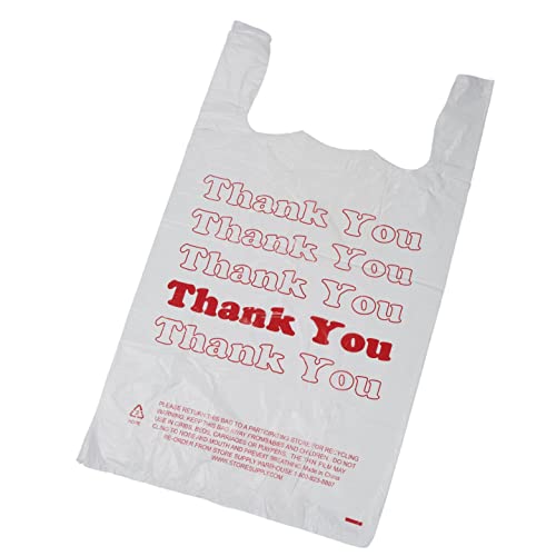 Sswbasics Large Plastic Thank You Bags (T-Shirt Bags) 18"X8"X30" - Case Of 500 #TOP7