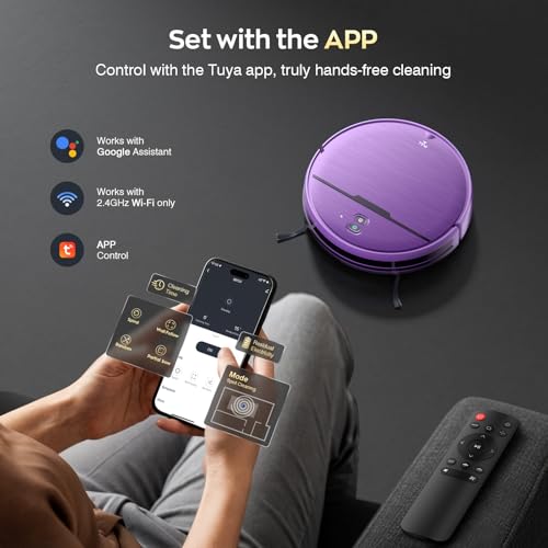 Image of Robot Vacuum and Mop Combo, 2300Pa Strong Suction, 2-in-1 Dust Box and Water Tank, Works with Alexa /Google Assistant, Long Runtime, Schedule, Quiet, Ideal for Hard Floors, Low-Pile Carpets and Pets