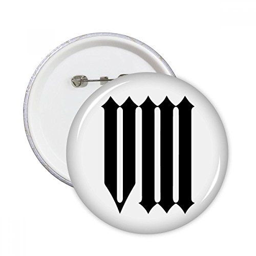 Badge bouton rond 8 chiffres romains XL : lot de 5 broches de décoration pour vêtements