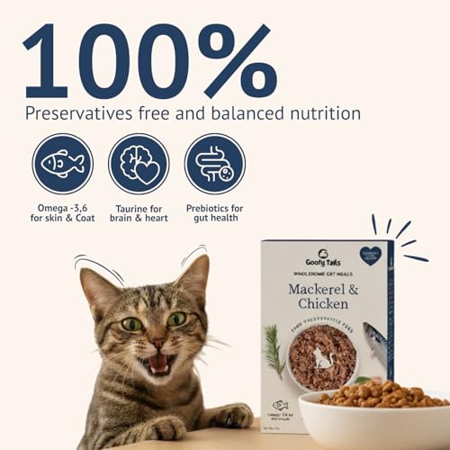 Image of Goofy Tails Mackerel and Chicken Wet Cat Food and Kitten Food, 630g (70g X 9 Pouches), Preservative Free, Gluten & Grain Free, Balanced Cat Wet Food, Powered by Taurine with Omega 3 & Antioxidants