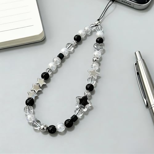 Image of Cute Beaded Camera Wrist Strap for Phone, Digital Camera Charm Lanyard, Pearl Beaded Chain for Bag Keychain Gift