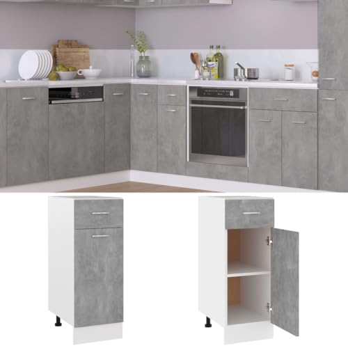 Homvdxl Kitchen Base Cabinet with Drawer & Door - 30x46x81.5 cm - Narrow Base Kitchen Unit, Height Adjustable Legs, (No Worktop) - Grey - Image 4