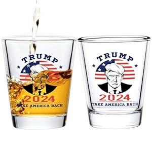 Futtumy 2 OZ Trump Shot Glasses, Donald Trump 2024 Take America Back Shot Glasses, Trump 2024 Survived Shot, Donald Trump Shot Glasses for Men Women Republican Trump Supporter Gifts, Trump Merchandise