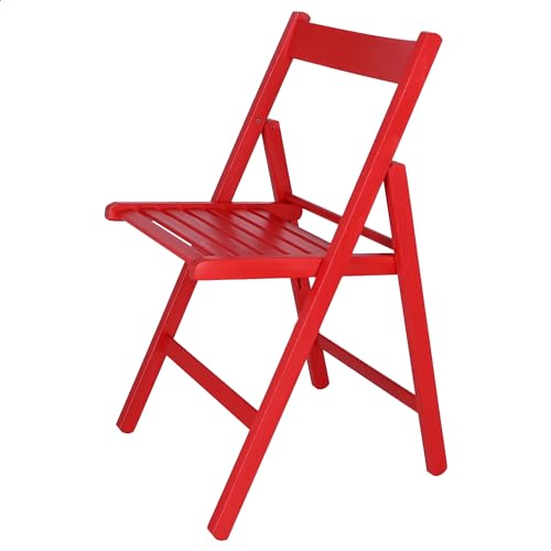 Mueblear 19014 Chaise Pliante Bas Bois Rouge 43 x 46 x 79 cm