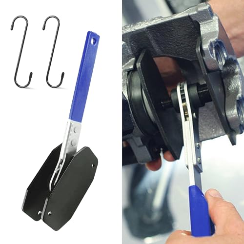 Tioollev Brake Caliper Compression Tool,Caliper Piston Compressor Tool with 360 Rotating Ratchet,Car Ratchet Brake Piston Caliper Spreader,Dual Brake Hooks for Car Disc Brake Repair (Blue+2Caliper)