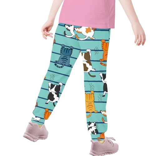 AmzPrint Kids Cat Sweatpants Baggy High Waisted Fall Lounge Pants Cinch Bottom Joggers for Girls4