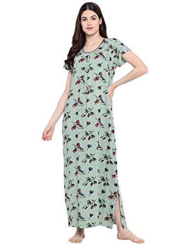 Image of Klamotten Rayon Printed Stylish Gown for Women, Maxi for Women, Nighty for Girls, Night Dresses for Women, Night Gown for Women or Dailywear, All-Day Wear