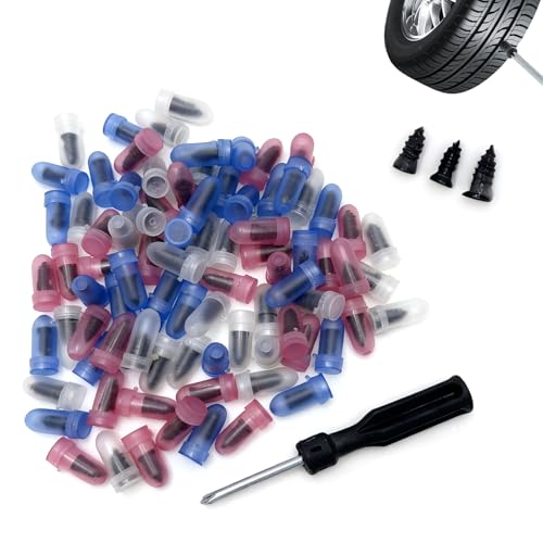 Fiknonk 90 PCS Car Tire Repair Nails, 3 Sizes Spiral Pattern Waterproof Vacuum Tire Plug Kit, Tool-free Emergency Puncture Repair Screws, Universal for Most Cars, Trucks, SUVs (Black)