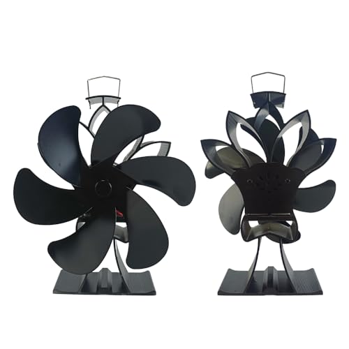 Tomvorks Ventilador de Estufa de Leña en Forma Loto, Ventilador Chimenea 6 Aspas Alimentado por Calor Ecológico para un Calentamiento Uniforme, Adecuado para Estufa Leña/Pellet/Quemador