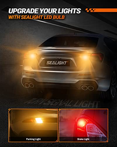 SEALIGHT LED Turn Signal Bulb, 3157 LED Bulbs Amber Yellow, 600% Brighter 3156 3457A 4057 4157 LED Light Bulb for Front Rear Turn Signal Light, Blinker, DRL, Marker Parking Lights, Pack of 2 - Image 3