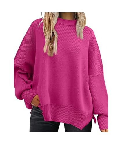 Image of SEMATOMALA Women's Oversized Plain Batwing Sweaters Fall Winter Crewneck Trendy Pullover Knit Jumper Tops