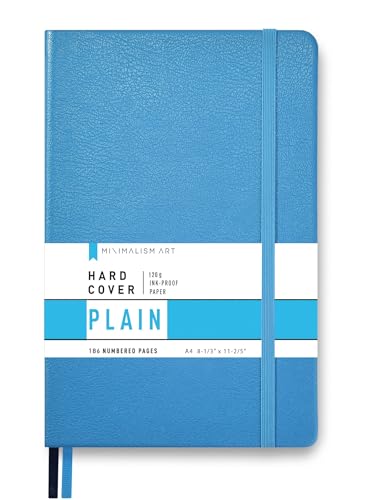 Notebook Journal A4 bleu à page vierge plaine et couverture rigide en cuir PU