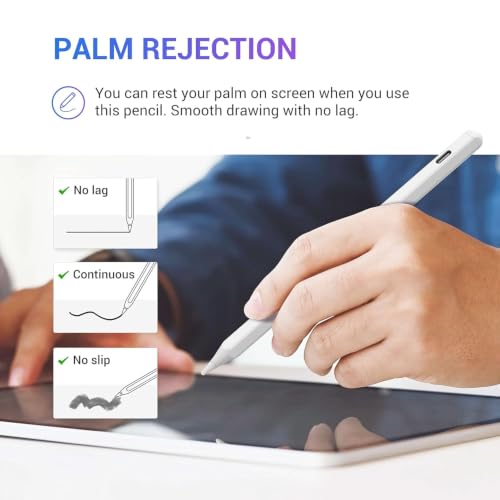 Image of KXT Tilt Sensitivity Palm Rejection Stylus Pen for Apple Ipad(2018 and After) 6 7 8 9 10 Th Generation Ipad Pro 11 Pro 12.9 Inch Air 3&4&5 Mini 5&6, Precise Writing Drawing Pen(MBlack-9)