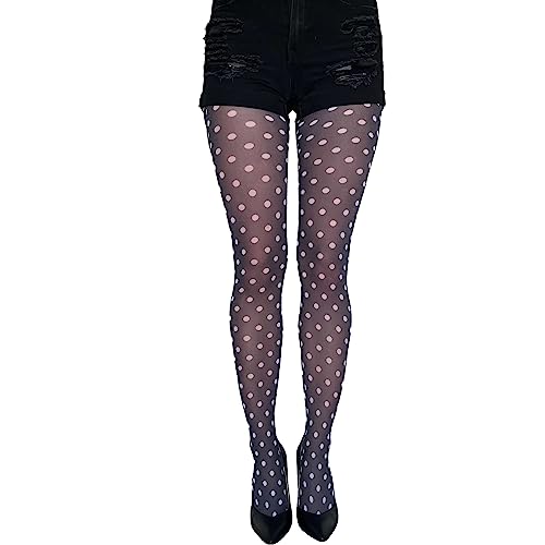 Black and White Polka Dot Tights For Women2