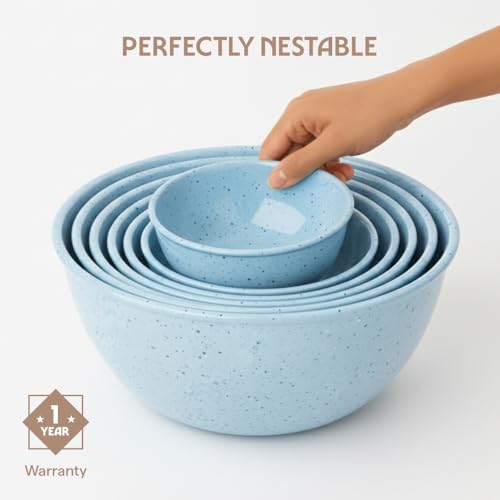 Image of Borosil 2.8 L Round Shape Serving & Mixing Bowl | Made in India Borosilicate Glass Bowl for Kitchen & Dinning | Bowl for Mixing Dough, Salad, Batter, Pasta | Microwave & Dishwasher Safe (Blue)