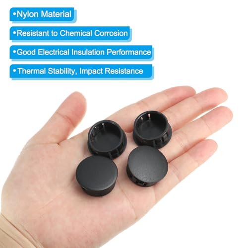 Image of PATIKIL Hole Plugs Plastic, 100 Pcs 22mm(7 /8 inch) Screw Bumper Hole Plug Flush Snap Type Round Hole Cover Caps for Round Holes Cabinet Furniture Kitchen, Black