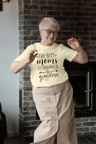 Image of Women Best Moms Shirt Get Promoted to Grandma T Shirt Grandmother Gift Shirt Short Sleeve Casual Tee Top