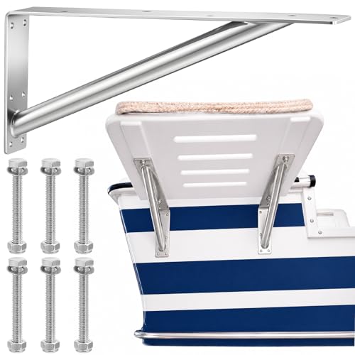 ElaraBerry 6x12 x1-1/2 16 Degree Swim Platform Mounting Bracket 304 Stainless Steel Stamped Hardware with Screws Nuts 500lbs Capacity Heavy Duty for Boats Corrosion Resistant in Seawater