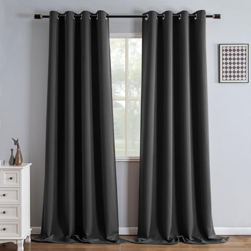 IGEMAEVE Blackout Curtains for Living Room Dark Grey 52" W x 90" L