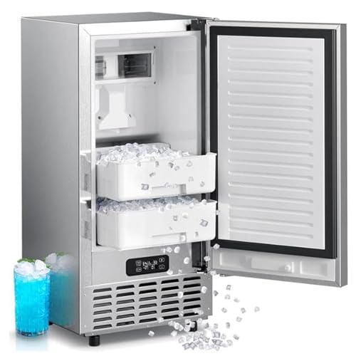COSTWAY Nugget Ice Maker, Under Counter Built-in Freestanding Ice Machine with Self-Cleaning, LCD Panel, 24H Timer & Stainless Steel Scoop, 80 lbs/Day, Ideal for Home Apartment & Commercial Use