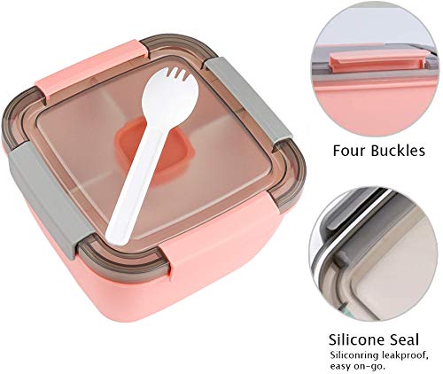 image for N/C Salad Lunch Container with Large 51-oz Bowl, 3-Compartment Bento-S